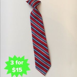 Red and Blue Striped Clip On Tie